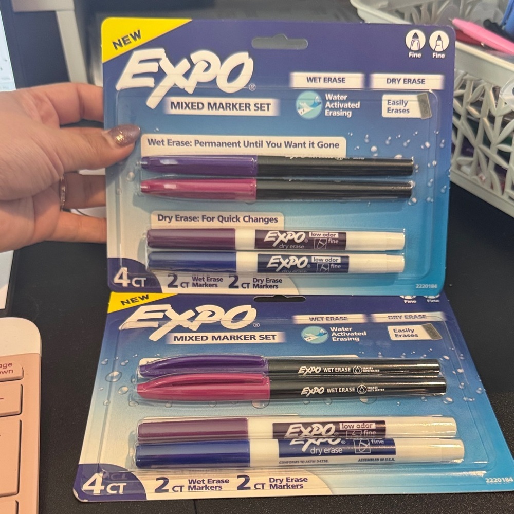 Expo Mixed Marker Set 2x Wet & 2x Dry Erase New Sealed Package Set of 2